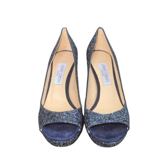 JIMMY CHOO Luna Multi Glitter Petrol Heels Pumps 100 EU Size 39.5 - Picture 2 of 14